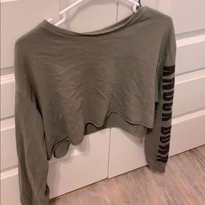 Green Long Sleeve Crop Top